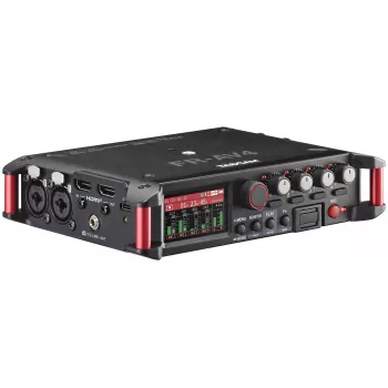 Registratore audio portatile Tascam FR-AV4 — 6 canali, 4 combo XLR + 2x 3,5 mm, 24/32 bit, 48/96/192 kHz, microSD fino a 512 GB, USB-C, PD