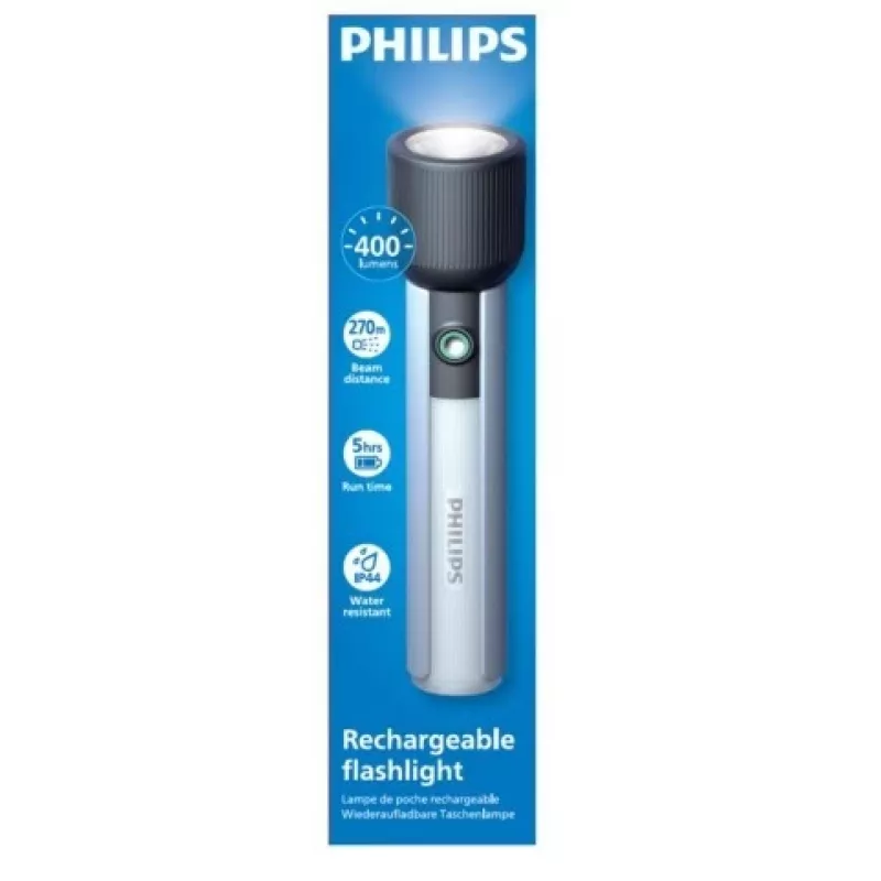 Torcia Philips ricaricabile USB-C 400 lm 2000 mAh – lampada LED portatile