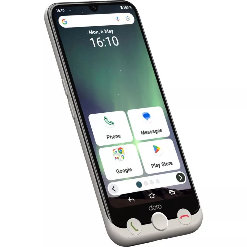 Doro Aurora A30 smartphone per senior con base di ricarica wireless, 6,1 pollici, 128GB, Graphite