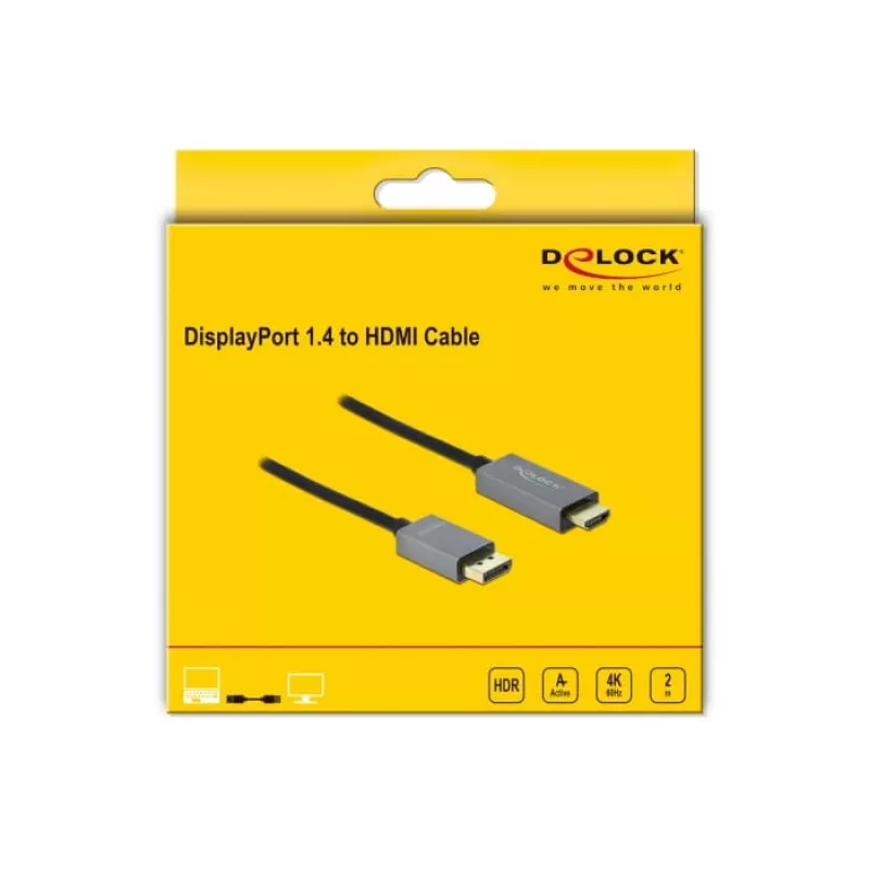 Cavo DisplayPort-HDMI DeLOCK attivo 1.4 4K 60Hz 2m