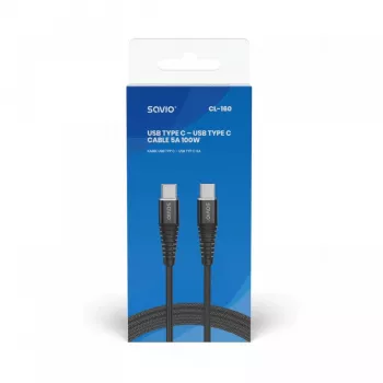 Cavo USB Savio CL-160 2 m USB 2.0 USB C - USB C nero
