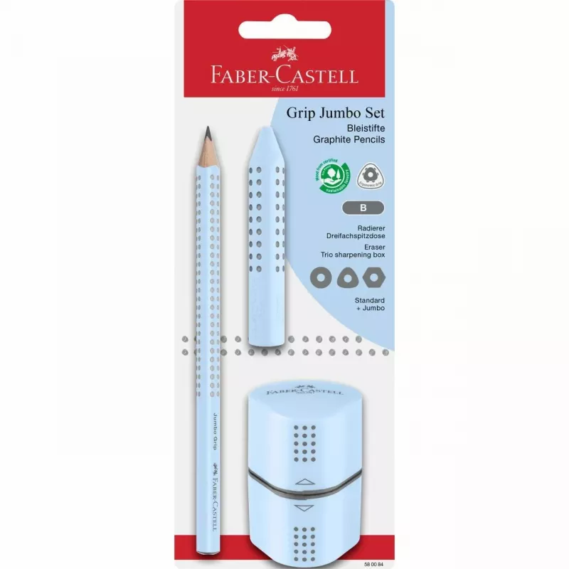 Matita in grafite Faber-Castell 580084 B a sezione triangolare blu