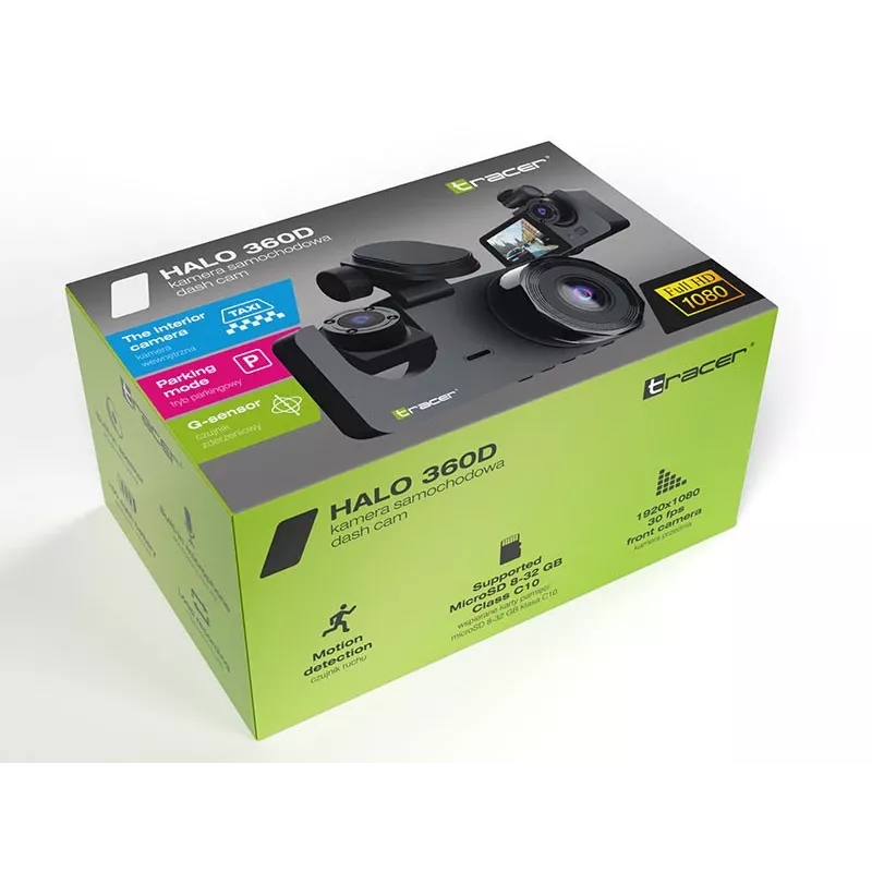 Tracer Halo 360 Dual TRAKAM47568 dash cam per auto, Full HD, schermo da 3 pollici