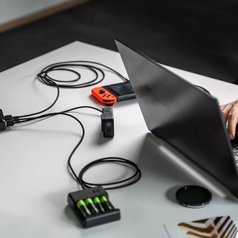 Green Cell GC Ray KABGCSET01 set di cavi da USB-A a USB-C, 3 pz. (30 cm, 120 cm, 200 cm), LED verde, ricarica rapida QC 3.0, nero