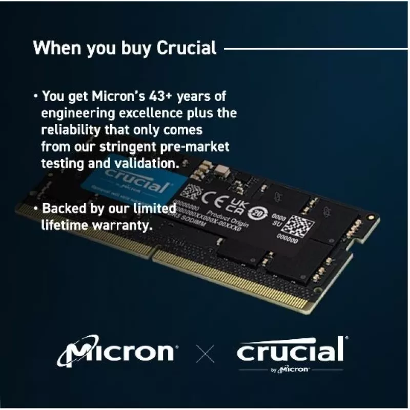 Crucial DDR5 48GB Kit 5600MHz CL46 On-die ECC SO-DIMM a 262 pin