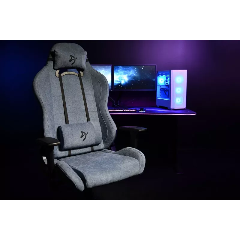 Sedia gaming Arozzi Torretta SoftFabric Blue — design ergonomico, regolabile in altezza e braccioli regolabili