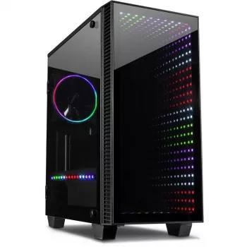 Case INTER-TECH X-608 INFINITY MICRO, microATX, RGB, pannello frontale e laterale in vetro temperato, senza alimentatore