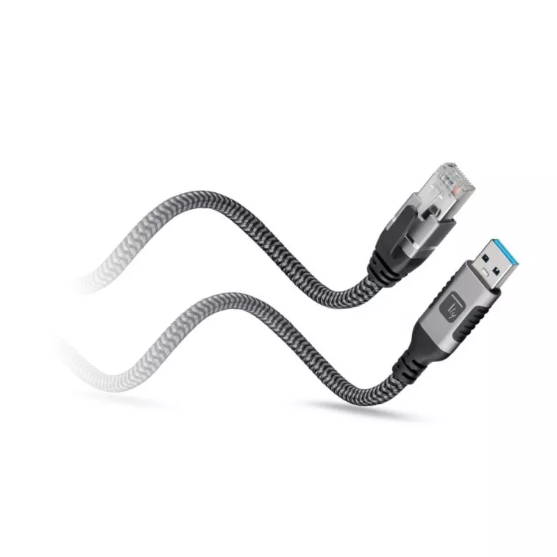 Techly ICOC U3A-RJ45-010 cavo adattatore da USB-A a Gigabit Ethernet, 1 m, nero/argento