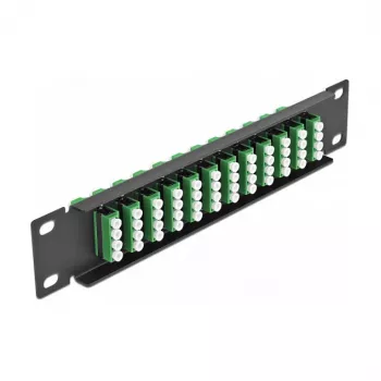 Patch panel fibra ottica DeLOCK 10 pollici 12 porte LC quad verde 1U nero
