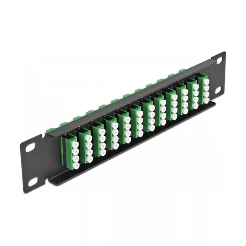 Patch panel fibra ottica DeLOCK 10 pollici 12 porte LC quad verde 1U nero