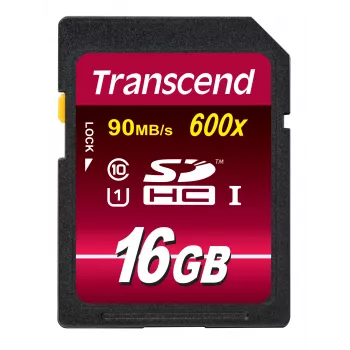 Memoria flash Transcend 16GB SDHC Classe 10 UHS-I 600x TS16GSDHC10U1