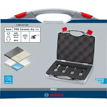 Bosch PRO Ceramic Dry X-LOCK 2607017579 set di punte diamantate per ceramica/piastrelle, 4 pz., 6/8/10/12 mm, M14