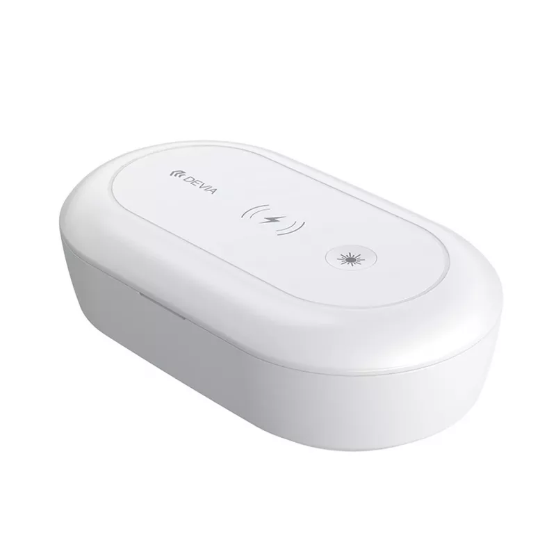 Devia Stazione di ricarica wireless con box di disinfezione, bianco