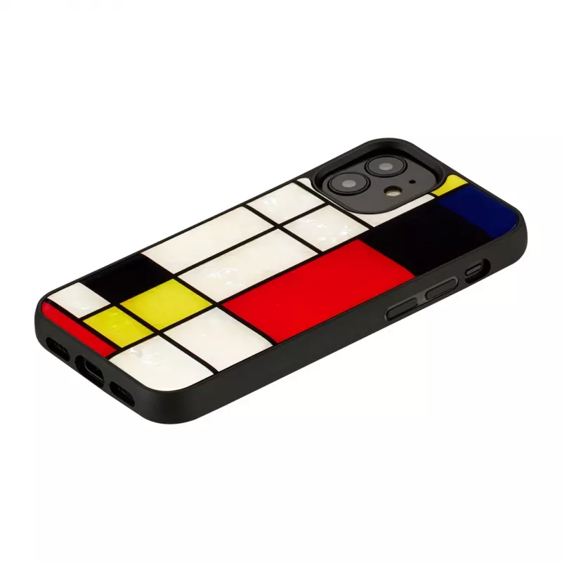 Custodia protettiva iKins per Apple iPhone 12 mini – design nero Mondrian