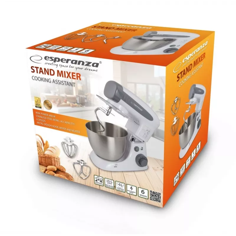 Esperanza EKM024 Cooking Assistant impastatrice planetaria, 800 W, 4 l
