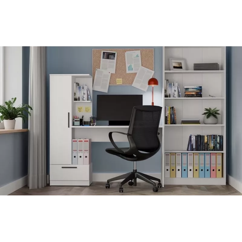 Set scrivania + libreria Cosmo, bianco