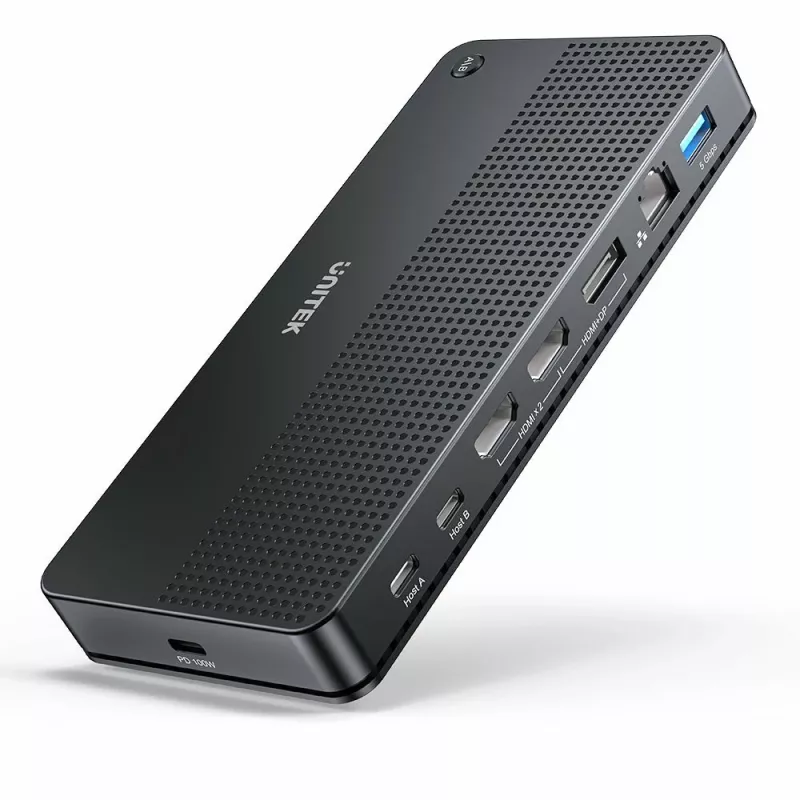 Docking station UNITEK D1103A01 USB4 con cavo nero 100W Power Delivery