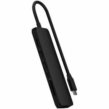 Adattatore multiporta slim 7-in-1 USB-C Satechi Ethernet (USB-C PD, 2x USB-A, HDMI 4K, Ethernet, lettore schede micro/SD) (nero)