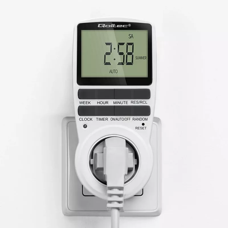 Timer elettronico QOLTEC PC0628 con display LCD, conto alla rovescia 24 ore