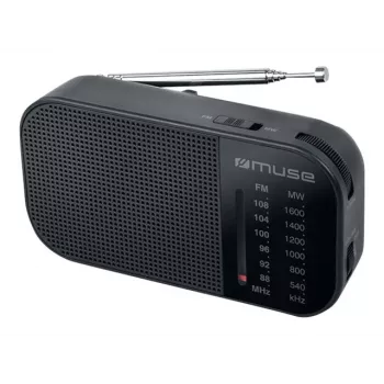Radio portatile Muse M-025 R — MW/FM, nera, a batteria, compatta (32×130×70 mm)