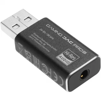 Adattatore DAC interno USB Type-A a 3,5 mm Sharkoon DAC Pro S — uscita 2 V, nero, compatto (42 × 17,3 × 9,7 mm)