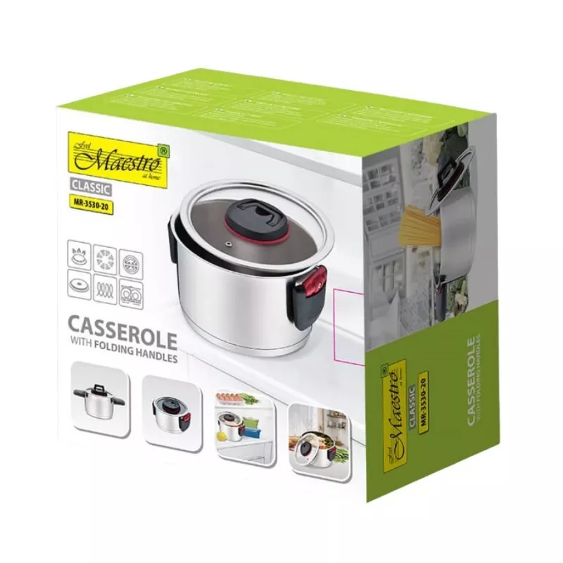Pentola Maestro MR-3530-20 con manici pieghevoli 3,2 l