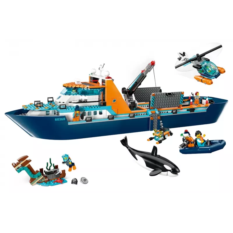 Giocattolo da costruzione LEGO City nave da spedizione artica 60368 — 815 pezzi, 7+ anni, include 4 minifigure