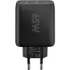 Caricabatterie dual-fast USB-C, PD, GaN, 65 Watt (nero, 1x USB-C, 1x USB-A, Power Delivery)