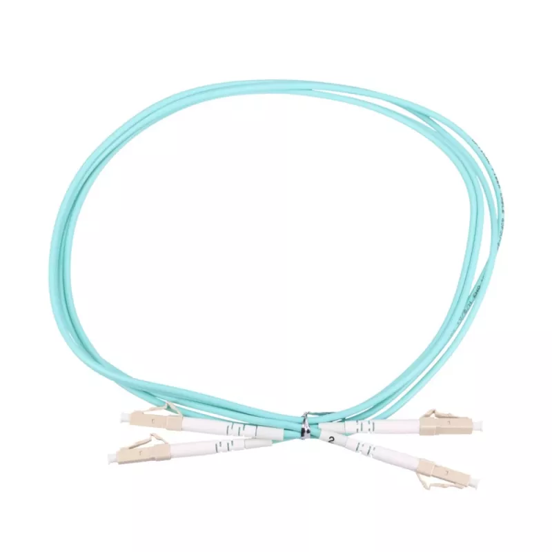 Cavo patch LC/UPC-LC/UPC Duplex 5 m — Extralink OM3 Multimode, 3 mm FTTH, Aqua