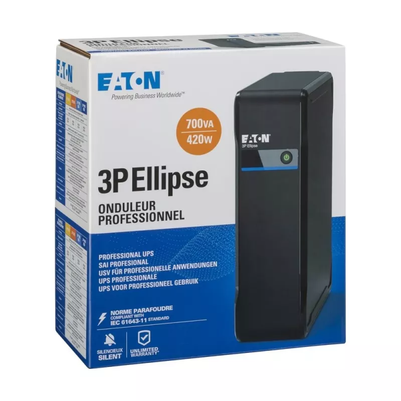 Eaton 3P Ellipse 700 FR 3P700F UPS, standby (offline), 700 VA / 420 W, 4 prese, tower