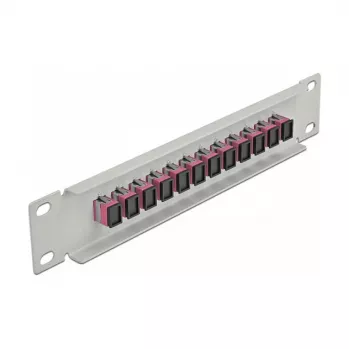 Patch panel fibra ottica DeLOCK 10 pollici 12 porte SC simplex viola 1U grigio
