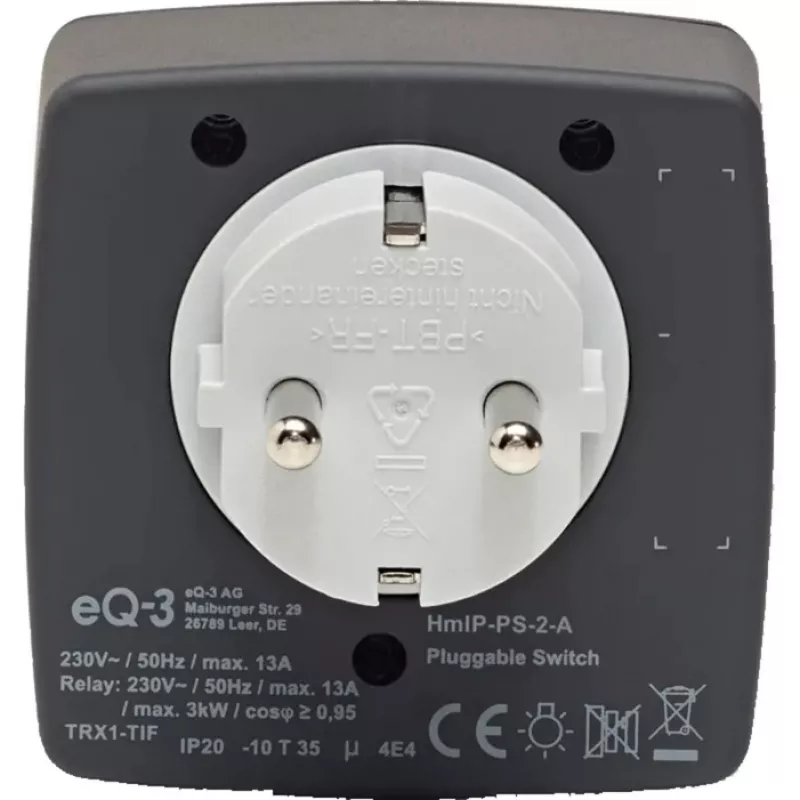 eQ-3 AG Homematic IP 161613A0, interno, antracite, plastica, IP20, IP20, 70 mm