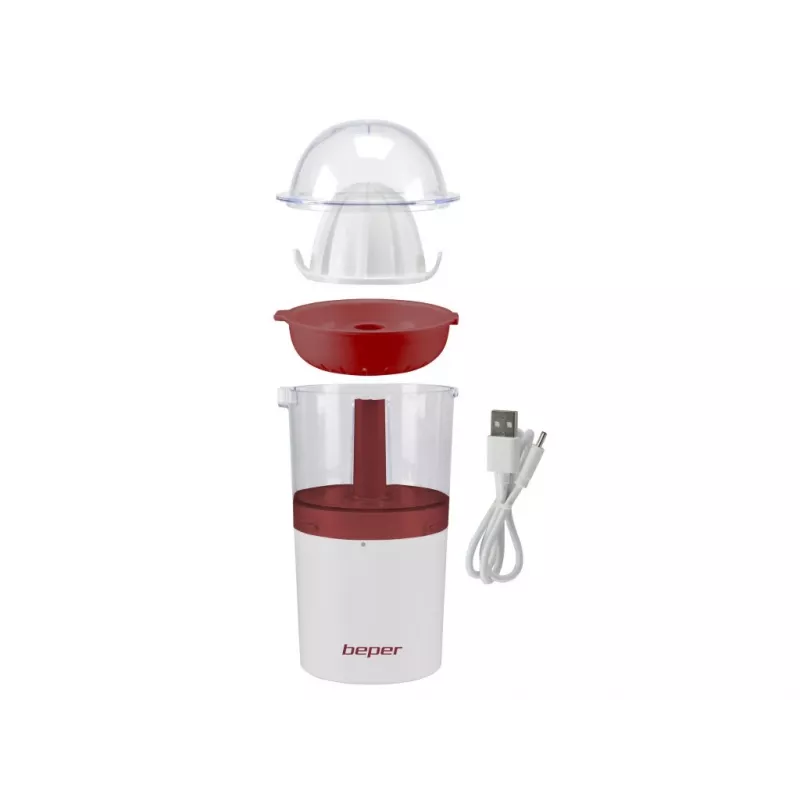 Beper P102EST100 spremiagrumi ricaricabile via USB, 250 ml, bianco/rosso