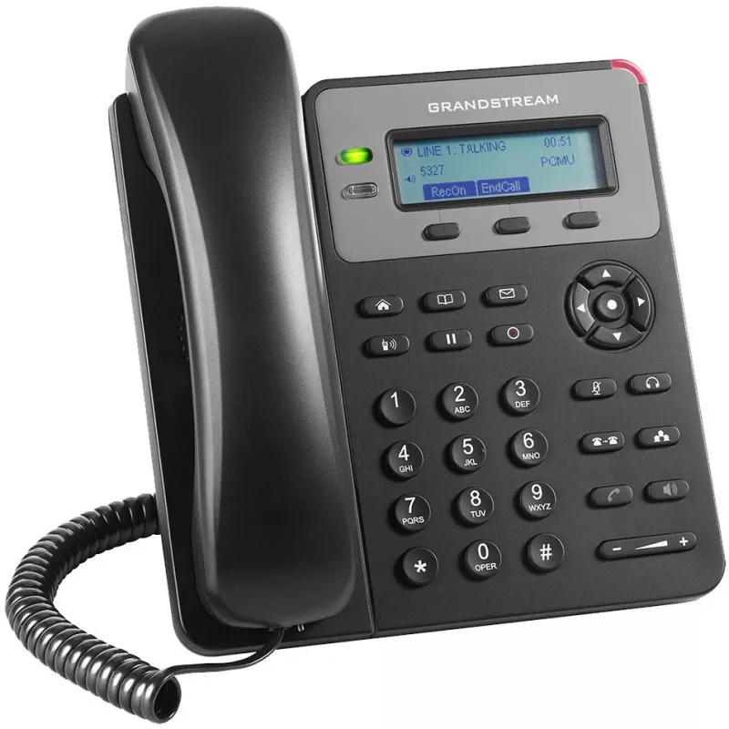 Telefono DECT Grandstream GXP1610 — nero, LCD 132×48 px, cuffie (RJ-9), 1 cornetta, rubrica 500, vivavoce
