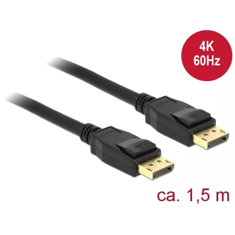 DeLOCK - Cavo DisplayPort - DisplayPort (M) a DisplayPort (M) - 1,5 m - Supporto 4K - nero (85508)