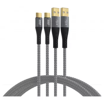 EFB Elektronik Set di cavi USB-A a USB-C 60W QC 3A 2x2m - Digitale/Dati (USB-AC-00007)