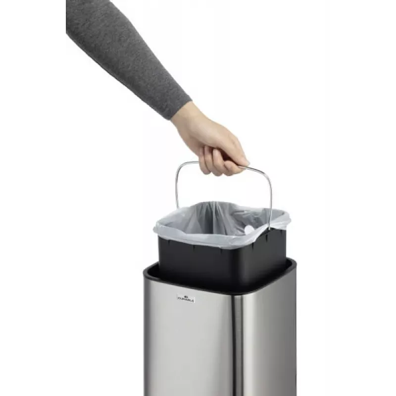 Cestino Durable NO TOUCH 6L rettangolare acciaio inox argento nero