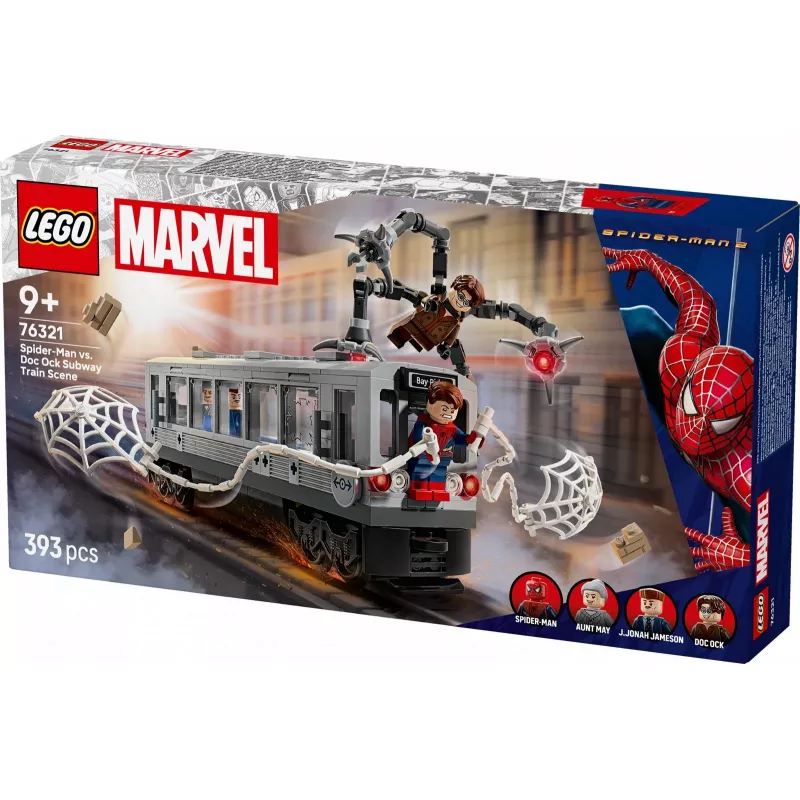 Giocattolo da costruzione LEGO Marvel Super Heroes 76321 Spider-Man Doc Ock Subway Showdown, 393 pezzi, 4 minifigure, età 9+