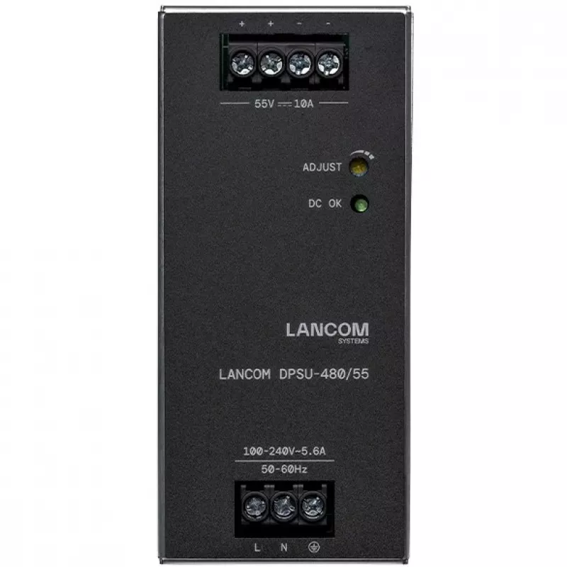 Alimentatore Lancom Systems LANCOM DPSU-480/55 — 480 W, AC 100–240 V, TS35 DIN, nero/acciaio