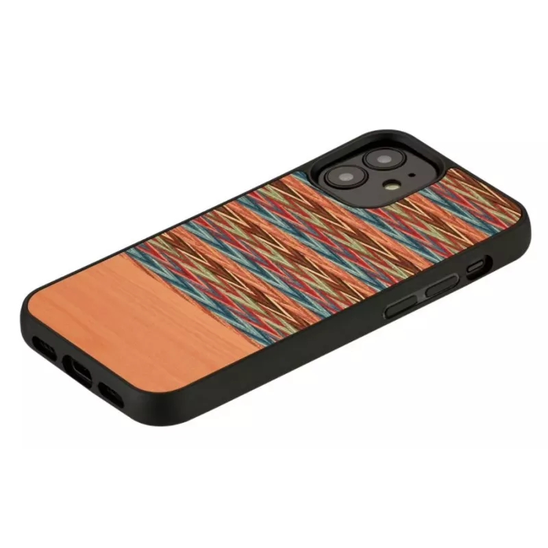 Custodia per cellulare Man and Wood per iPhone 12 mini – motivo a quadri marrone con bordo nero