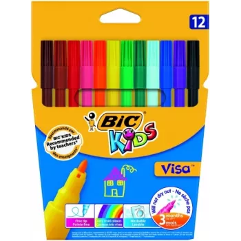 Pennarello a punta fine BIC Visa Multicolour 12 pezzi