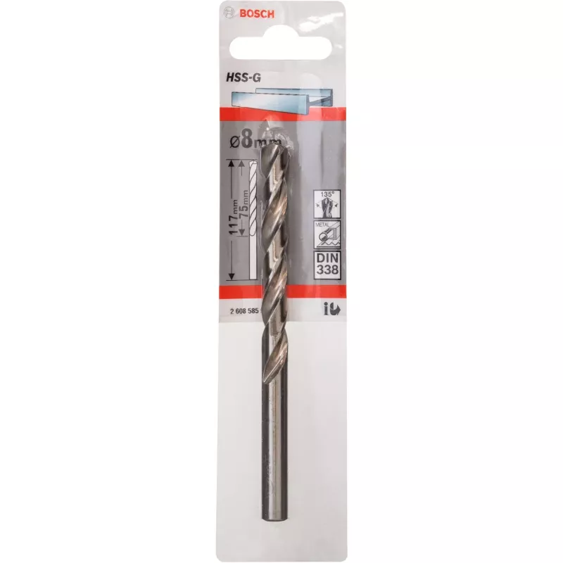 Punta elicoidale Bosch Metal HSS-G DIN 338 8 mm