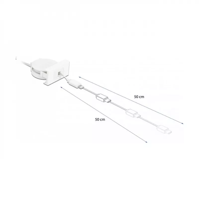 Cavo DeLOCK Easy 45 modulo USB 2.0 cavo retrattile USB Type-A su 8 Pin Lightning femmina bianco