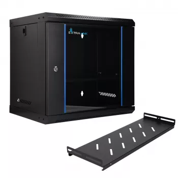 EXTRALINK LITE 9U 530X400 armadio rack a parete nero con ripiano