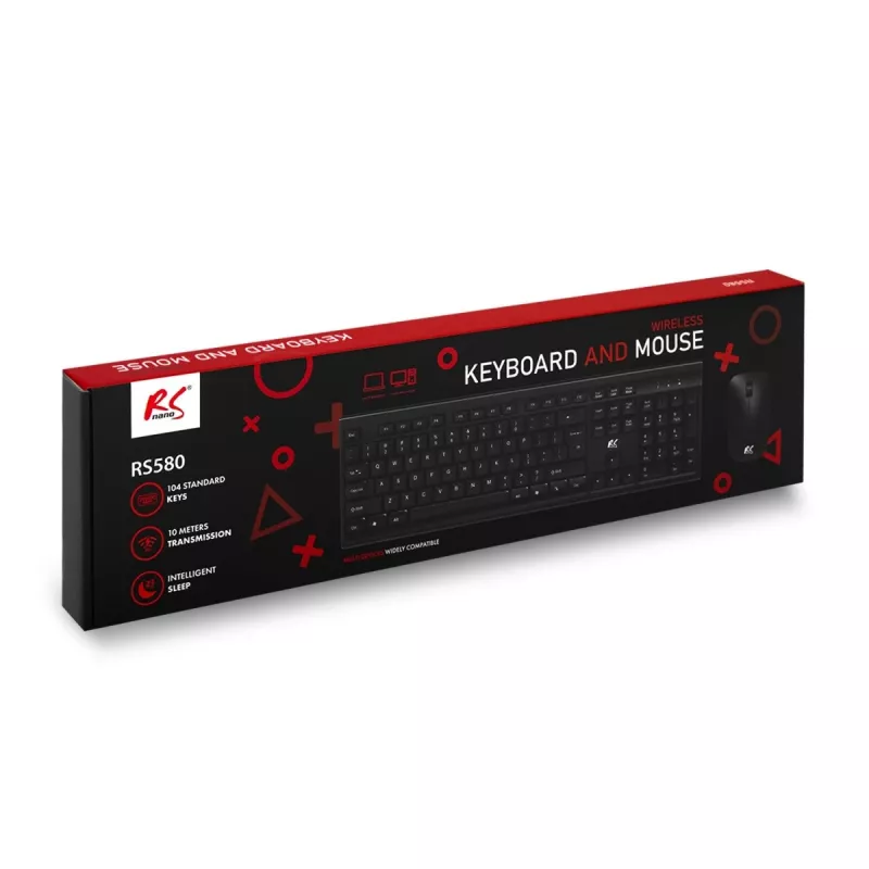 Combo tastiera e mouse wireless NanoRS con design ergonomico – RS580 per un utilizzo fluido ed efficiente