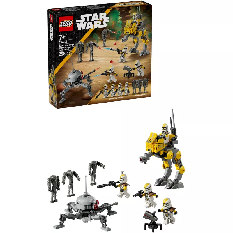 Set LEGO Star Wars 327th Star Corps Clone Troopers Battle 75431 — 258 pezzi, 7 minifigure, età 7+