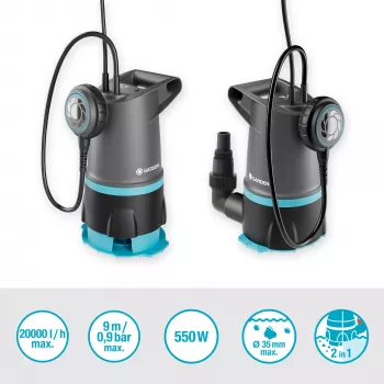 Pompa sommersa GARDENA 09018-47 — motore 550 W per rimozione e deviazione dell'acqua