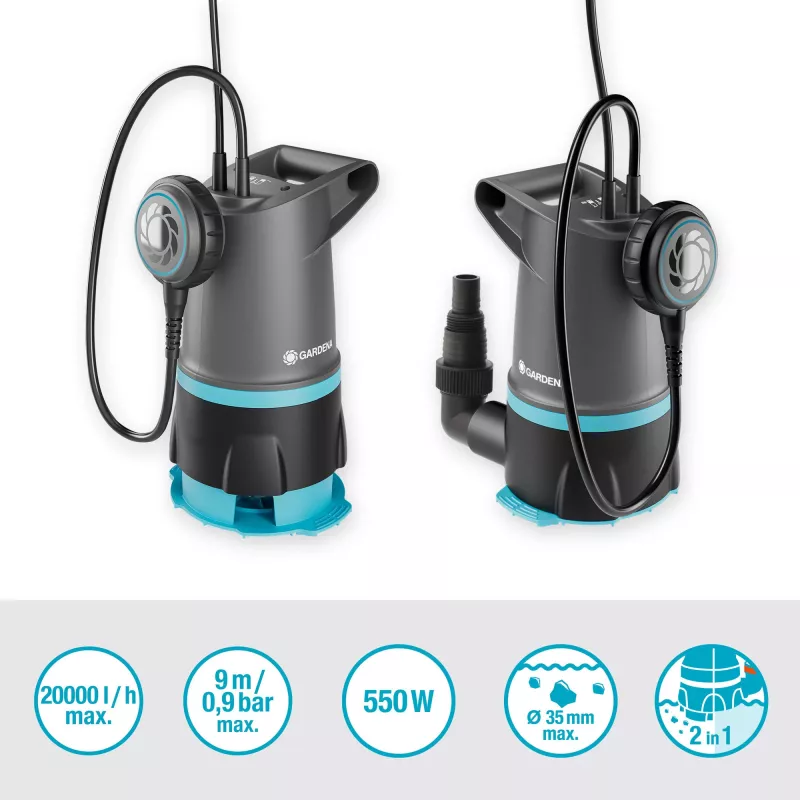 Pompa sommersa GARDENA 09018-47 — motore 550 W per rimozione e deviazione dell'acqua