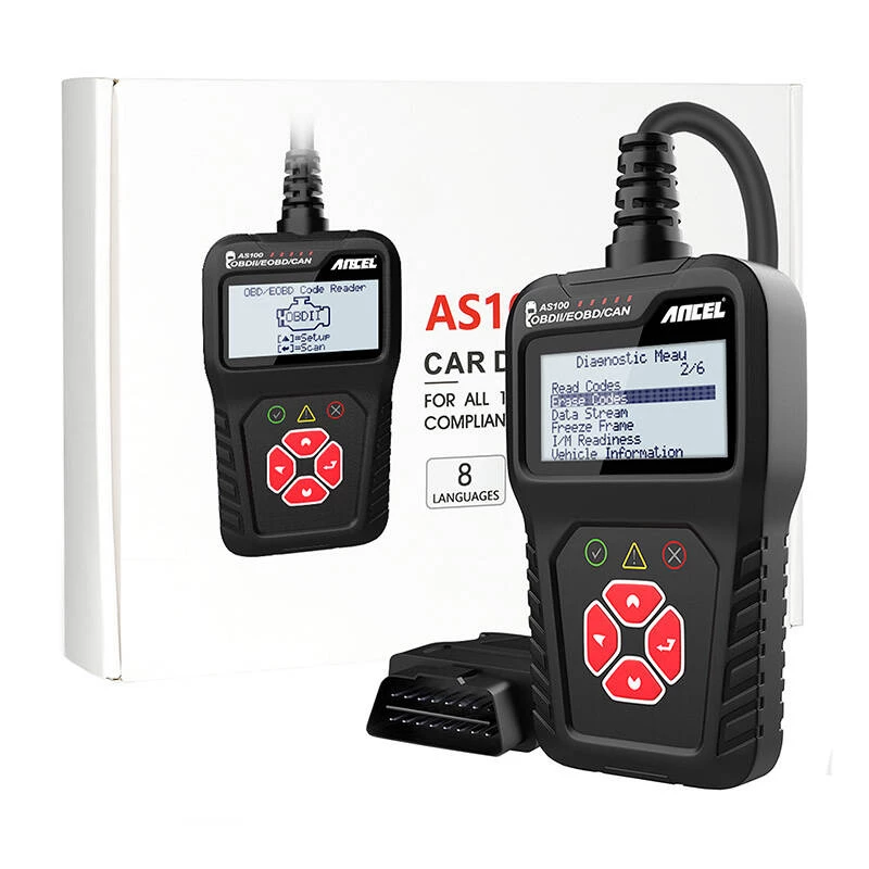 Dispositivo diagnostico OBD2 Ancel AS100/AC100, supporto multi-protocollo, formato palmare compatto