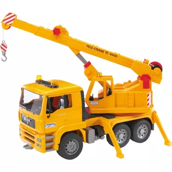 Camion con gru BRUDER MAN BR-02754, costruzione in ABS, giallo, per bambini da 4 anni (senza modulo luci e suoni)